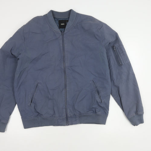 ASOS Men's Blue Bomber Jacket Size L, Casual Style