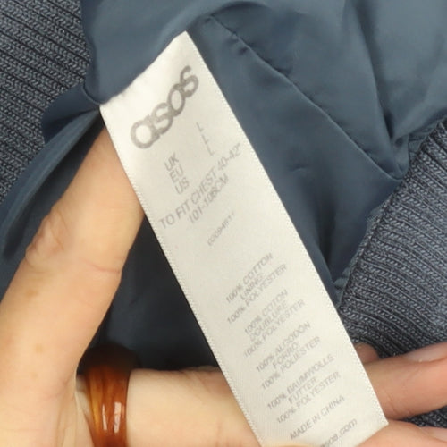 ASOS Men's Blue Bomber Jacket Size L, Casual Style