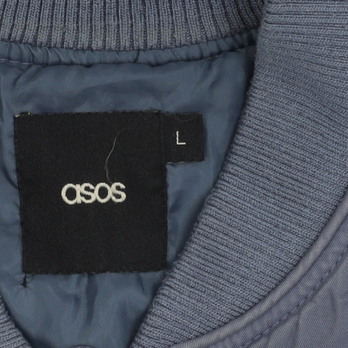 ASOS Men's Blue Bomber Jacket Size L, Casual Style