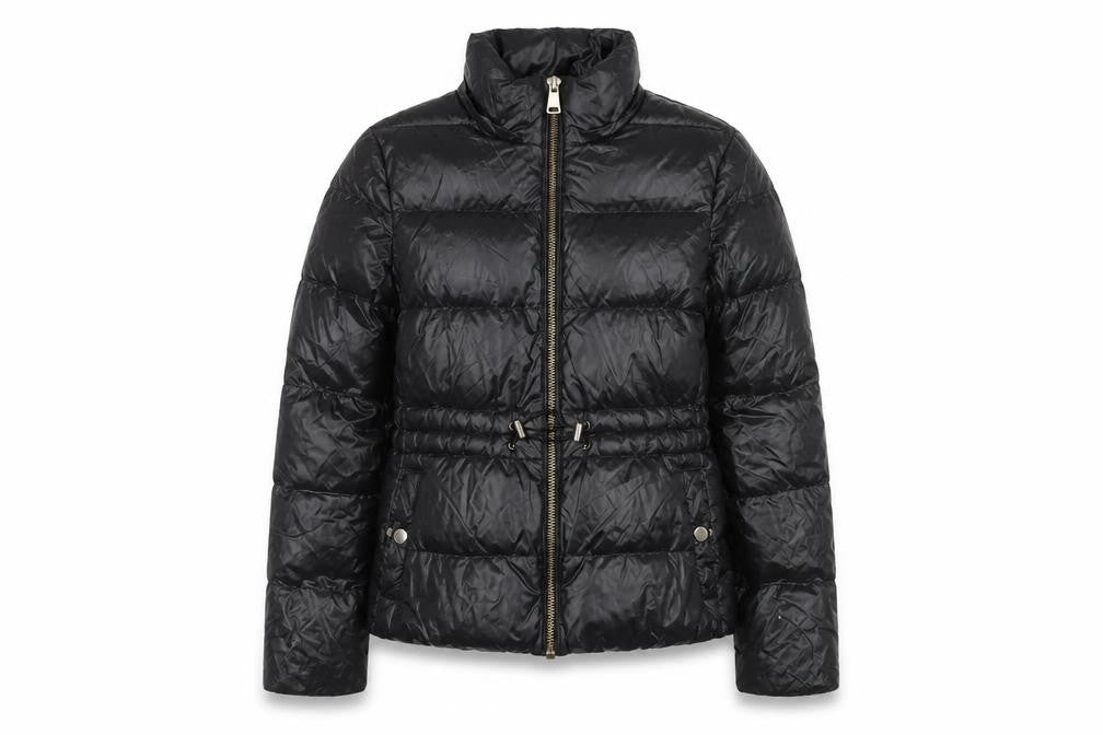 Front view of Zara Women's Black Puffer Jacket, size S, for Winter