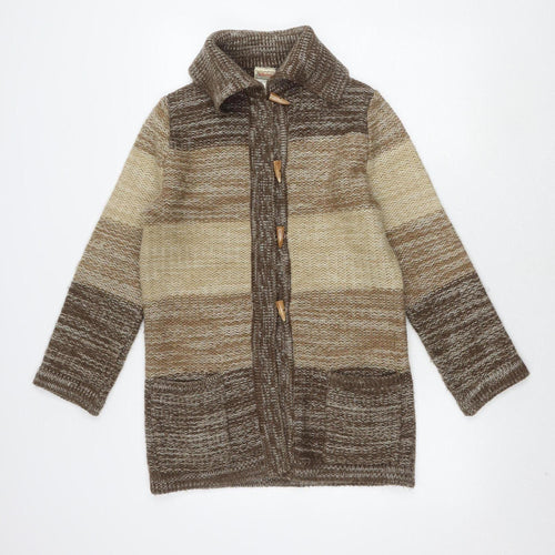 St Michael Women's Brown Striped Cardigan, Size 12, Long Sleeve