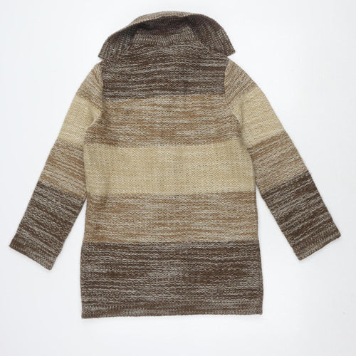 St Michael Women's Brown Striped Cardigan, Size 12, Long Sleeve