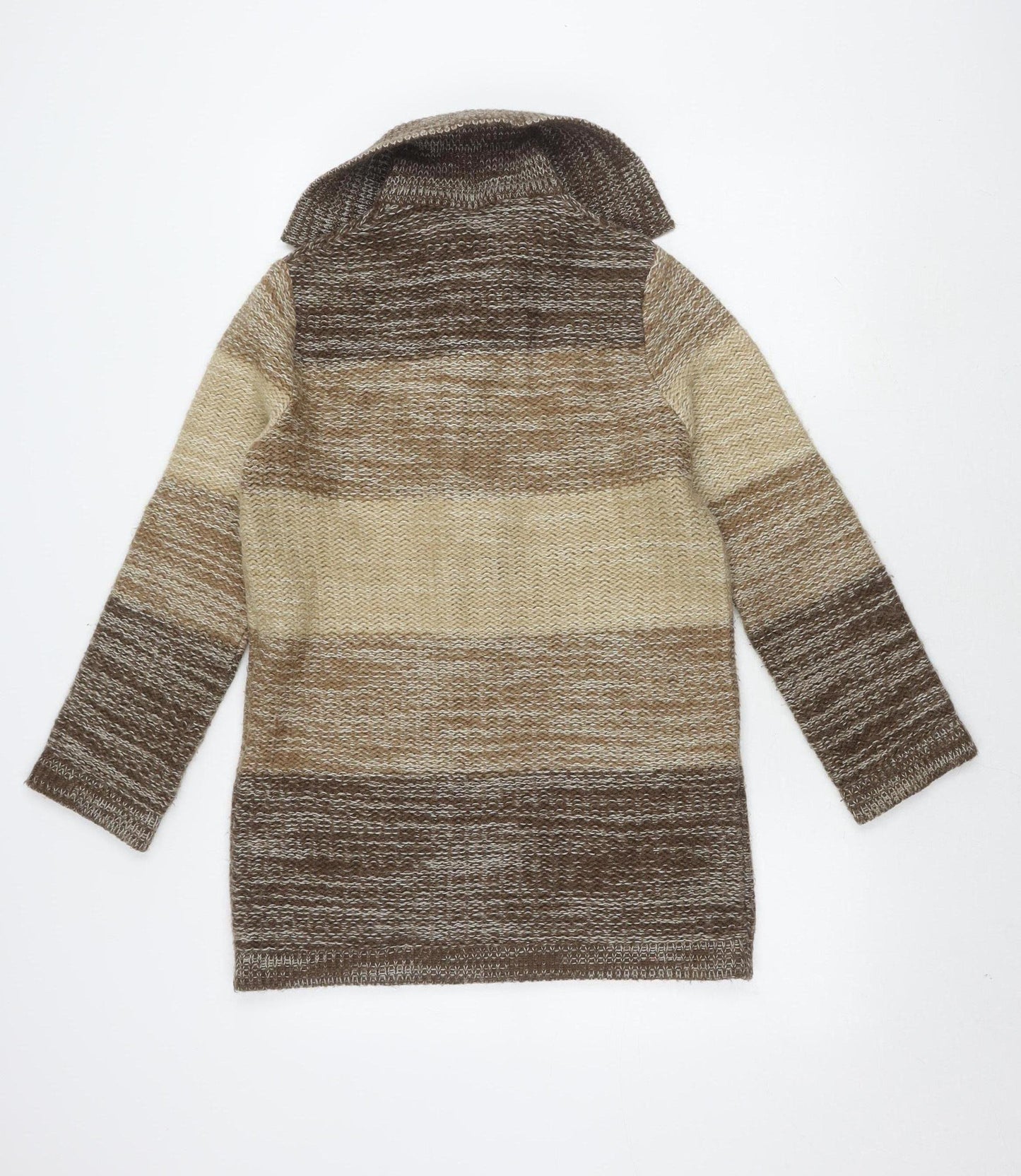 St Michael Women's Brown Striped Cardigan, Size 12, Long Sleeve