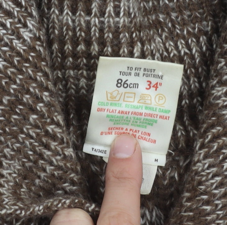 St Michael Women's Brown Striped Cardigan, Size 12, Long Sleeve