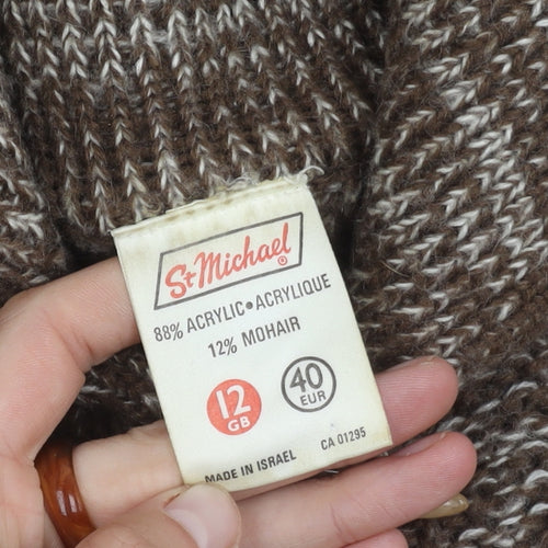St Michael Women's Brown Striped Cardigan, Size 12, Long Sleeve