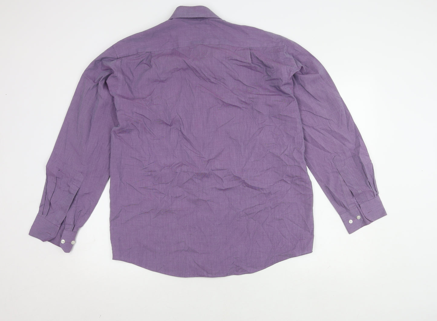 Marks and Spencer Men's Purple Button-Up Shirt 15.5