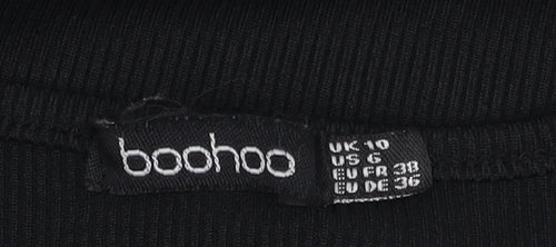 boohoo Women's Black Cropped Button-Up Top Size 10