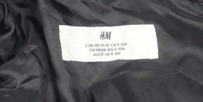 H&M Boys Black Puffer Jacket 10 Winter Hooded Zip