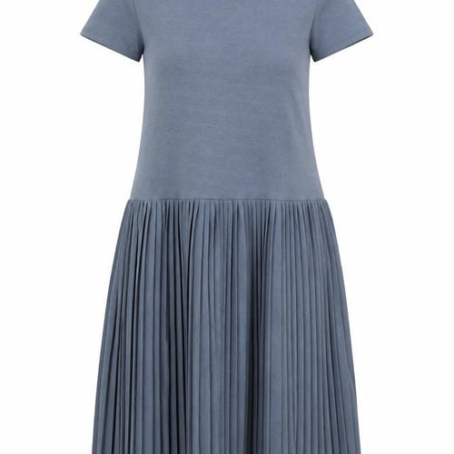 Topshop Women Blue Midi Dress UK 6 Short Sleeve Pleated