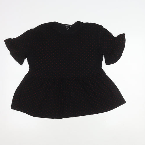 New Look Women's Black Polka Dot Top Size 12