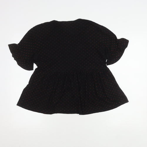 New Look Women's Black Polka Dot Top Size 12