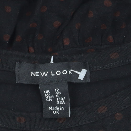 New Look Women's Black Polka Dot Top Size 12