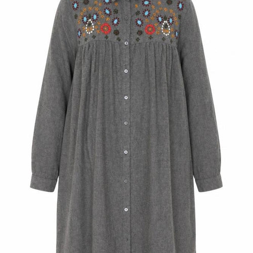 Zara Women's Grey XS Embroidered Shirt Dress