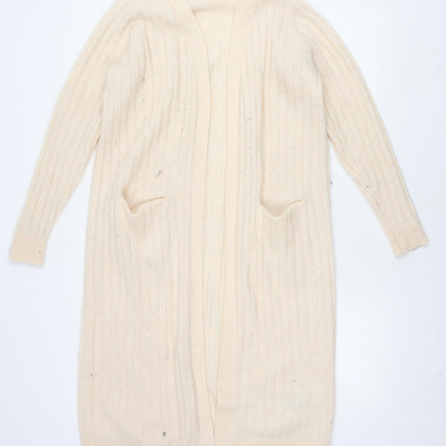 Y.A.S Women's Beige Open Front Cardigan Medium Long Sleeve Knit