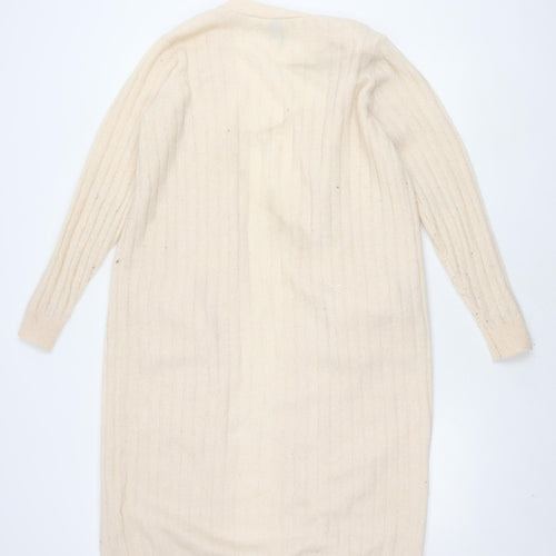 Y.A.S Women's Beige Open Front Cardigan Medium Long Sleeve Knit