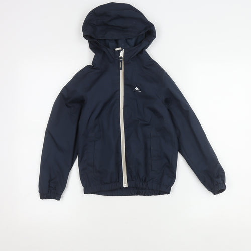 Decathlon Boys Blue Hooded Jacket 5-6Y Waterproof Casual