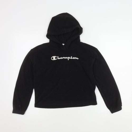 Champion Boys Black Hoodie, Size 9-10, Casual Fleece