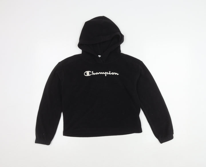 Champion Boys Black Hoodie, Size 9-10, Casual Fleece
