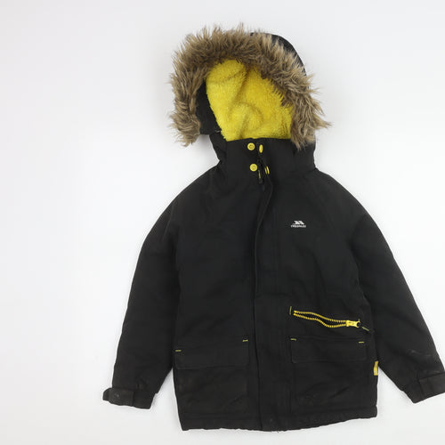 Trespass Boys Black Parka Coat 5-6 Years, Winter Hooded Jacket