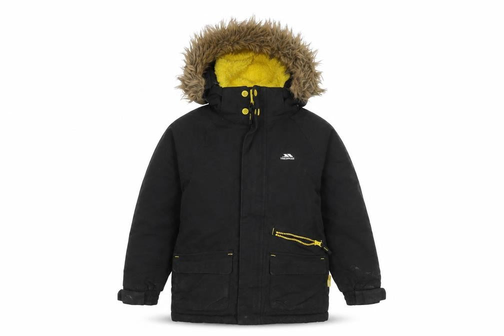 Trespass Boys Black Parka Coat 5-6 Years, Winter Hooded Jacket