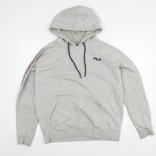 Fila Men's Grey Pullover Hoodie, Large, Logo Design