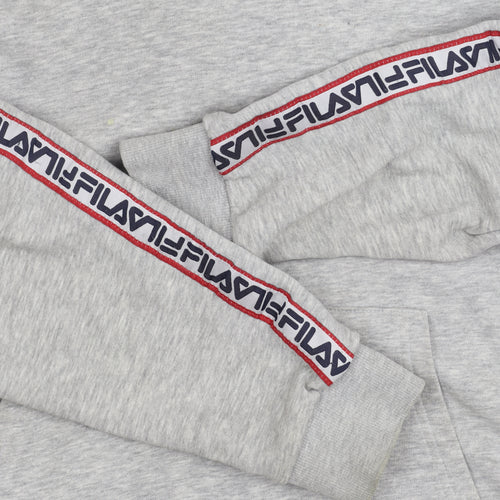 Fila Men's Grey Pullover Hoodie, Large, Logo Design