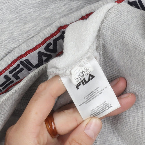 Fila Men's Grey Pullover Hoodie, Large, Logo Design