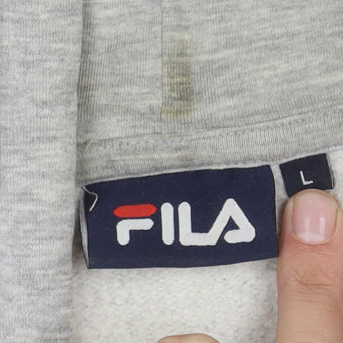 Fila Men's Grey Pullover Hoodie, Large, Logo Design