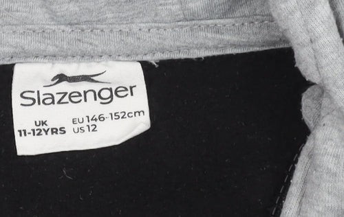 Slazenger Boys' Black Basic Jacket, Hooded, 11-12 Years