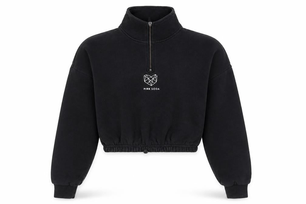 Front view of Pink Soda Women's Black 2XS Sweatshirt