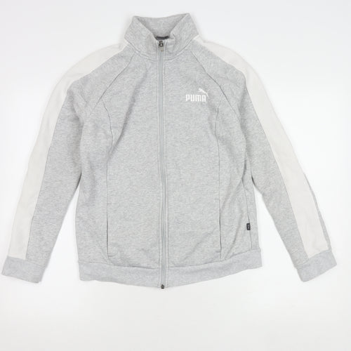 Puma Grey Sports Jacket, M, Full Zip, Casual, Logo Accents