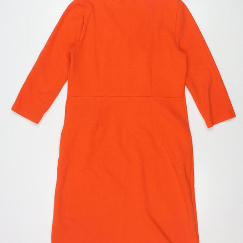 Boden Women's Orange Sheath Dress, Size 12, Knit V-Neck