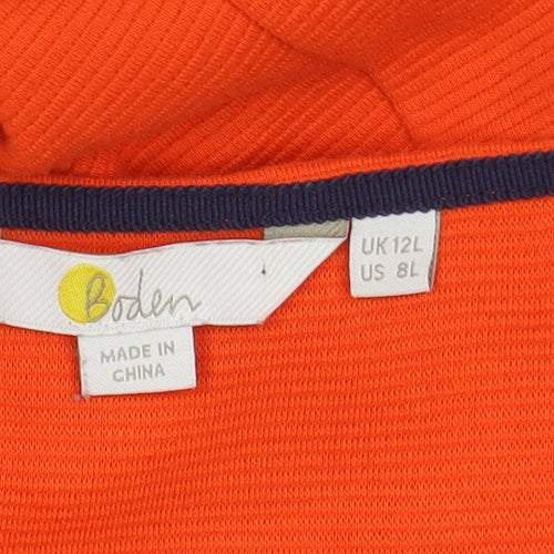 Boden Women's Orange Sheath Dress, Size 12, Knit V-Neck