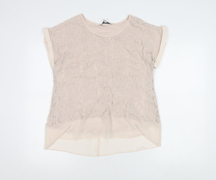 Coast Women Beige Lace Top Size 16