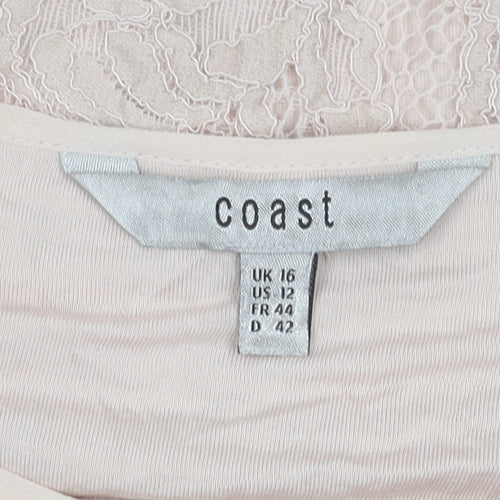 Coast Women Beige Lace Top Size 16