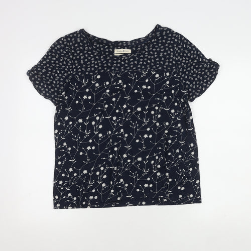 Beacon Cove Women's Blue Floral T-Shirt, Size 14