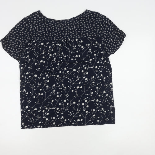 Beacon Cove Women's Blue Floral T-Shirt, Size 14