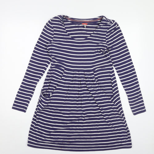 Joules Women's Blue Striped Long Sleeve Dress - Size 10