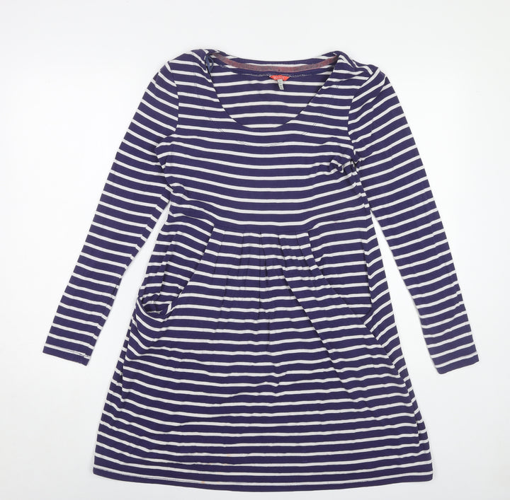 Joules Women's Blue Striped Long Sleeve Dress - Size 10
