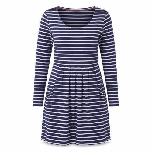 Joules Women's Blue Striped Long Sleeve Dress - Size 10