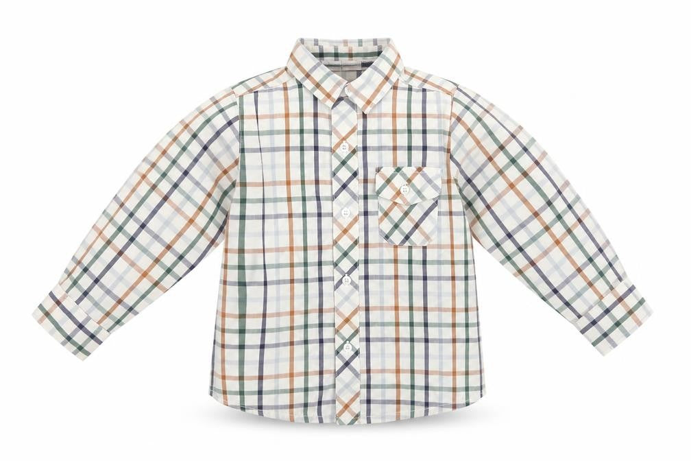 Front view of Jasper Conran boys’ multicoloured check button-up shirt 2-3y