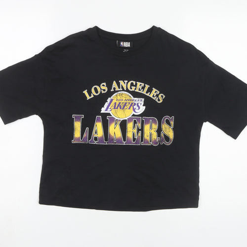 NBA Girls Black Basketball T-Shirt 11-12 Years Cropped Logo