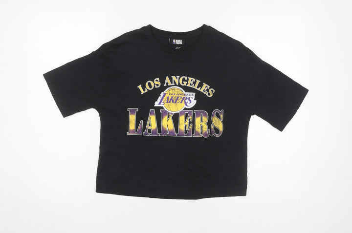 NBA Girls Black Basketball T-Shirt 11-12 Years Cropped Logo