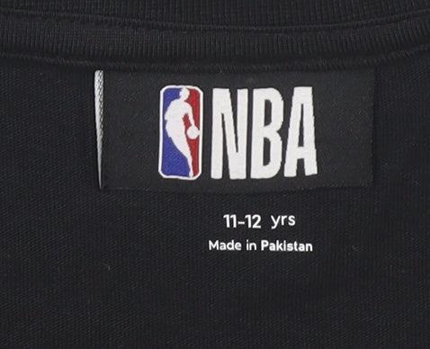 NBA Girls Black Basketball T-Shirt 11-12 Years Cropped Logo