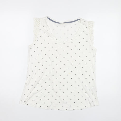 White Stuff Women's White Crochet Tank Top Size 12