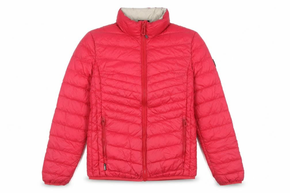 Front view of Surfanic Women's Red Puffer Jacket XS Nylon