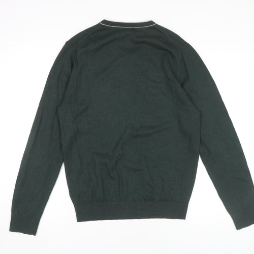 Jeff Banks Men's Green V-Neck Pullover Jumper Size M