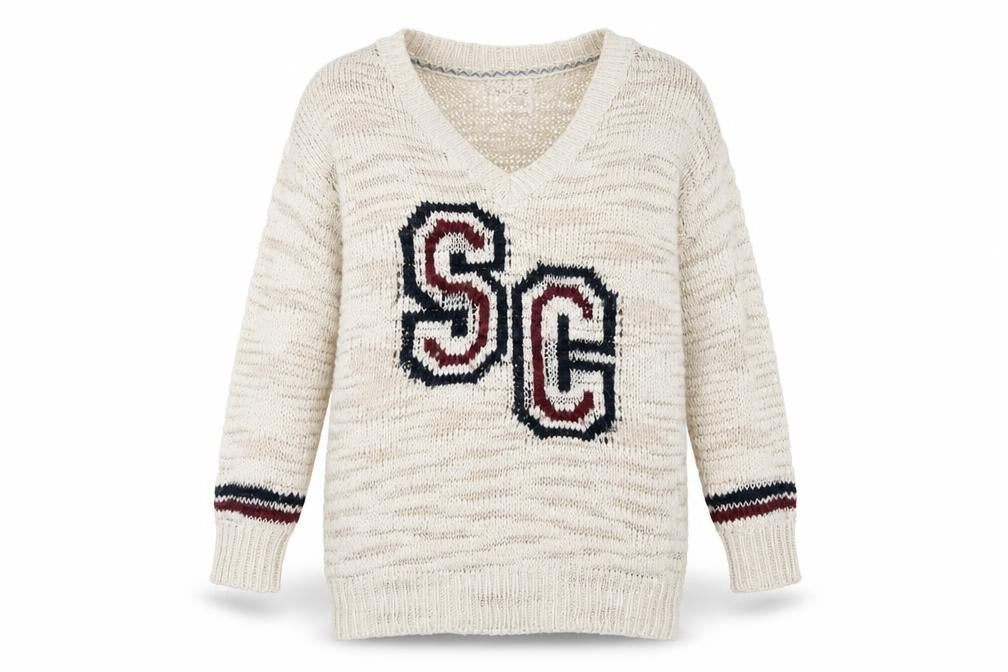 Front view of SoulCal women’s beige v-neck knit jumper, size UK 8