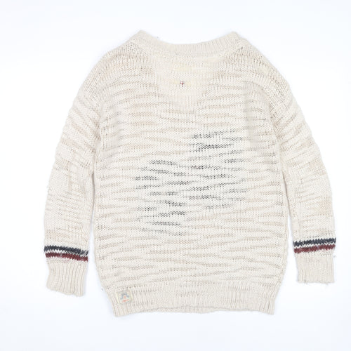 SoulCal & Co Womens Beige V-Neck Knit Pullover Jumper Size 8
