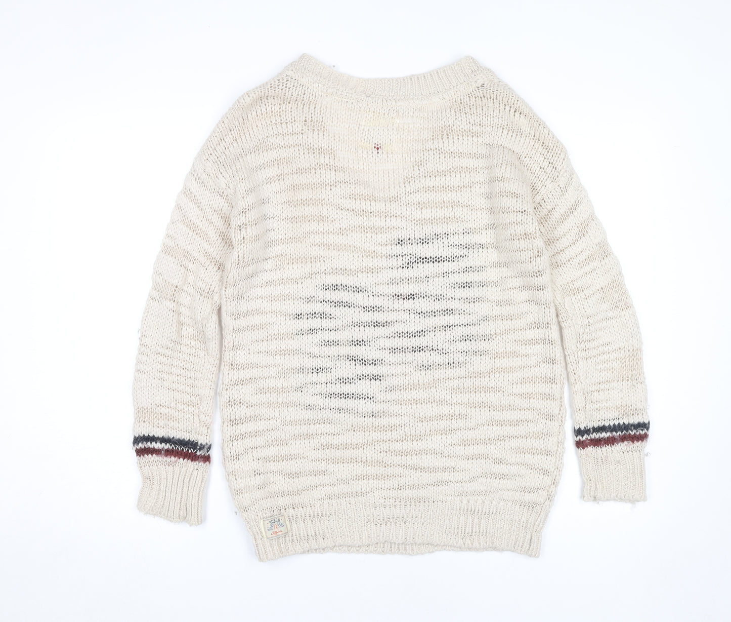 SoulCal & Co Womens Beige V-Neck Knit Pullover Jumper Size 8